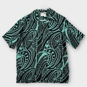 Makani Shirt Mens Medium Button Up Short Sleeve Floral Hawaiian Aloha Tribal